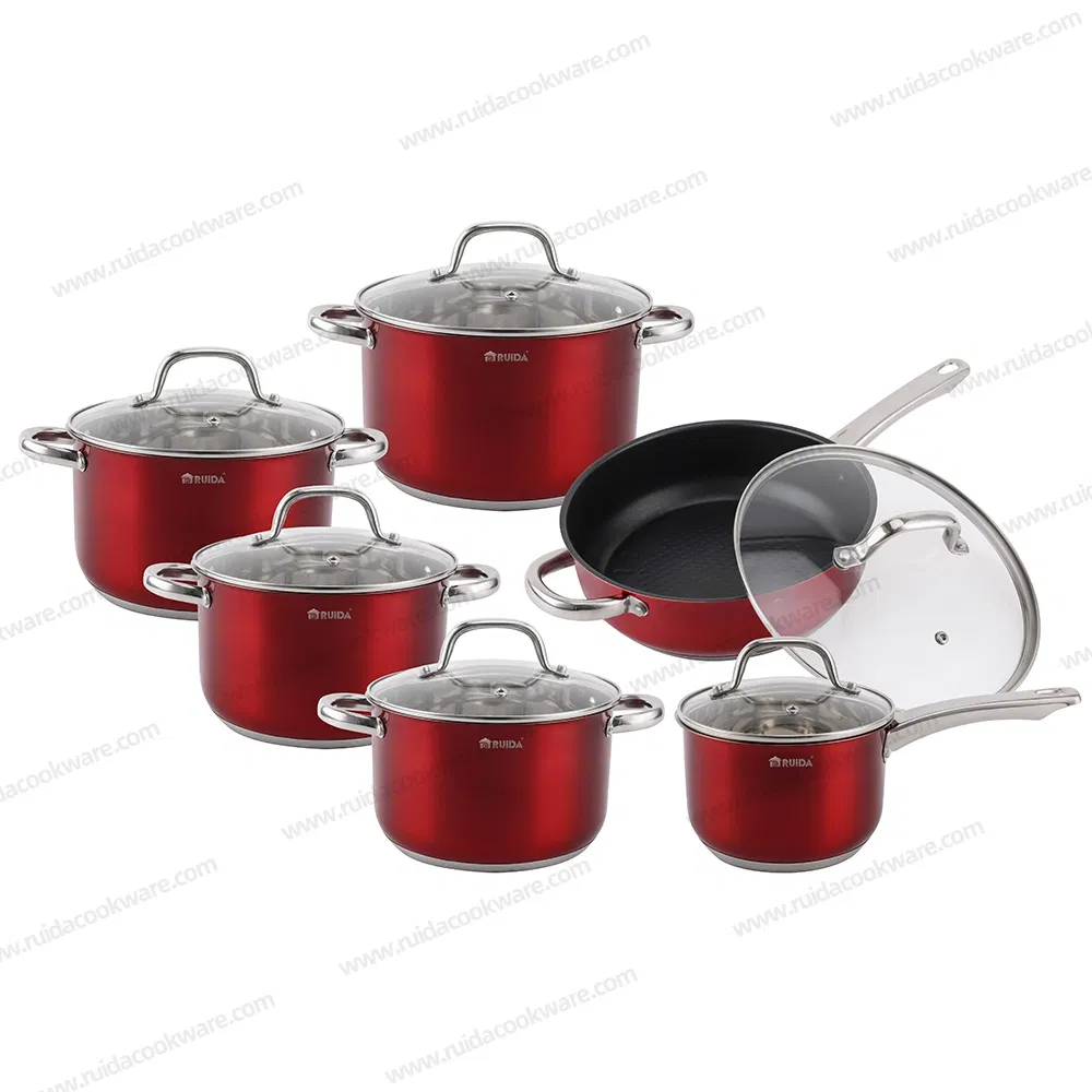 Induction Home Appliance Kitchen Pot 12PCS Stainless Steel Cookware
