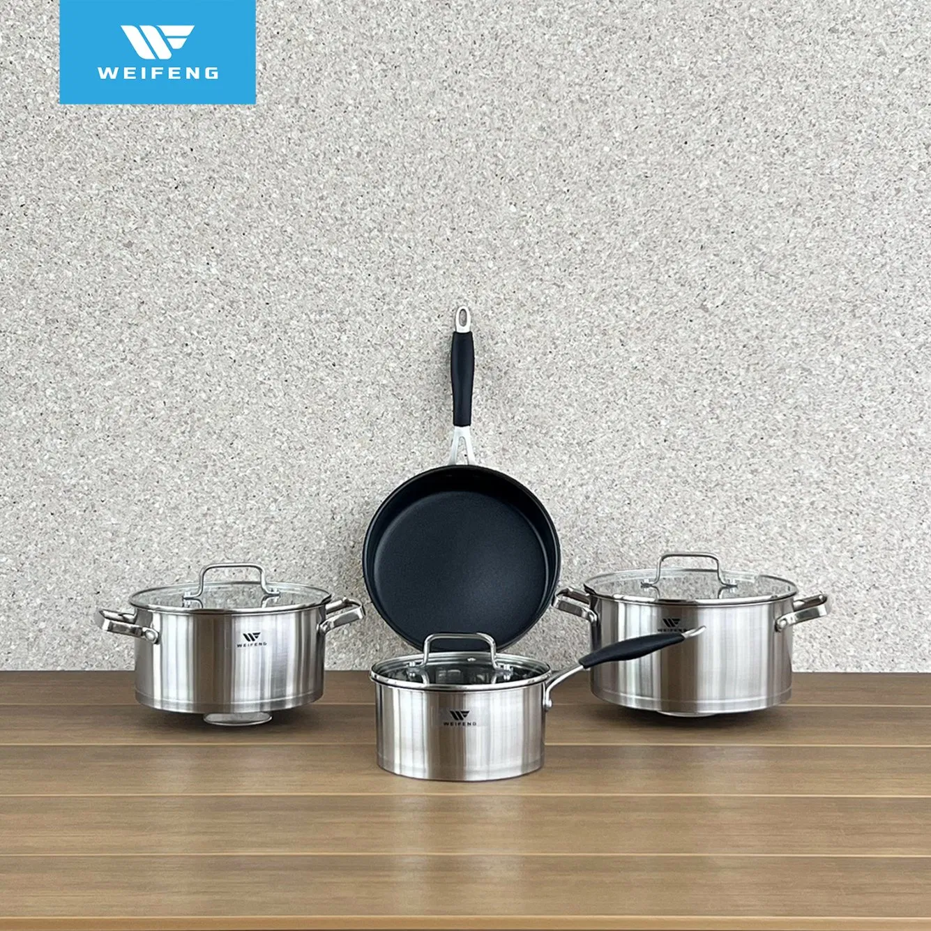 Satin Finished Stainless Steel Cookware Set with Steamer