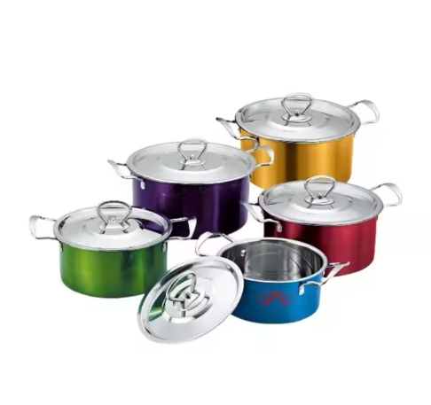 Manufacturer's European American Stainless Steel 5-Piece 6-Piece Soup Pot Milk Pot Frying Pan Set Wholesale Mutual