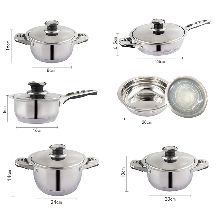 304 Stainless Steel Cooking Pot Set Household Kitchen Gas Induction Cooker Steaming Grid Cookware