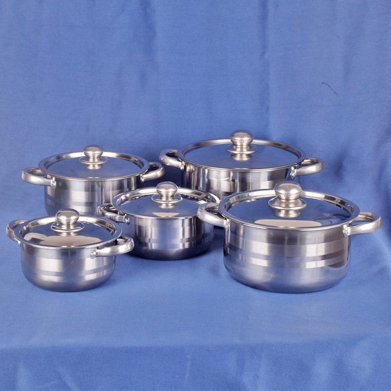 Factory Stainless Steel Cooking Pot Set Induction Bottom Casserole Saucepan with Golden Handles for Gas Stove for Home Use Premium Kitchen Cookware Set