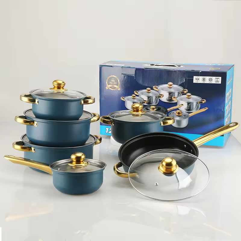 Factory 10 PCS Saucepan Induction Cookware Stainless Steel Heavy Duty Cooking Pots Sets