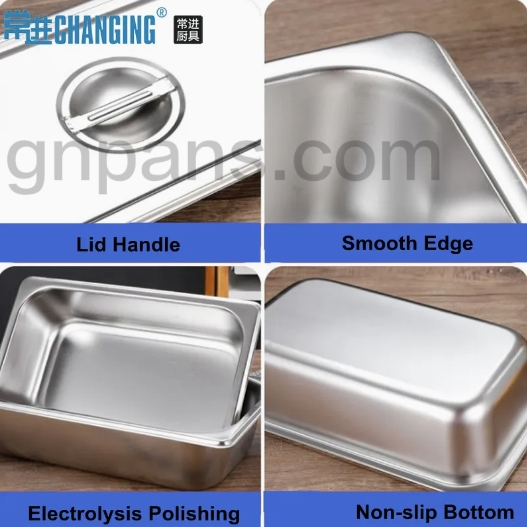 Factory Wholesale Commercial Kitchen Ware Stainless Steel Gastronom Pan 2/4 100mm Gn Pan