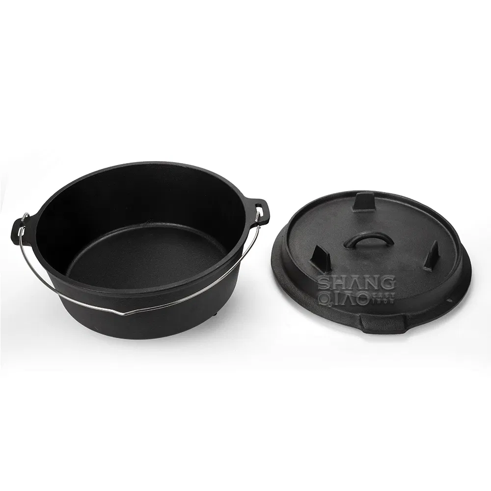 Customized Logo Pre-Seasoned Round Outdoor Cast Iron Cookware Camping Pot Dutch Oven