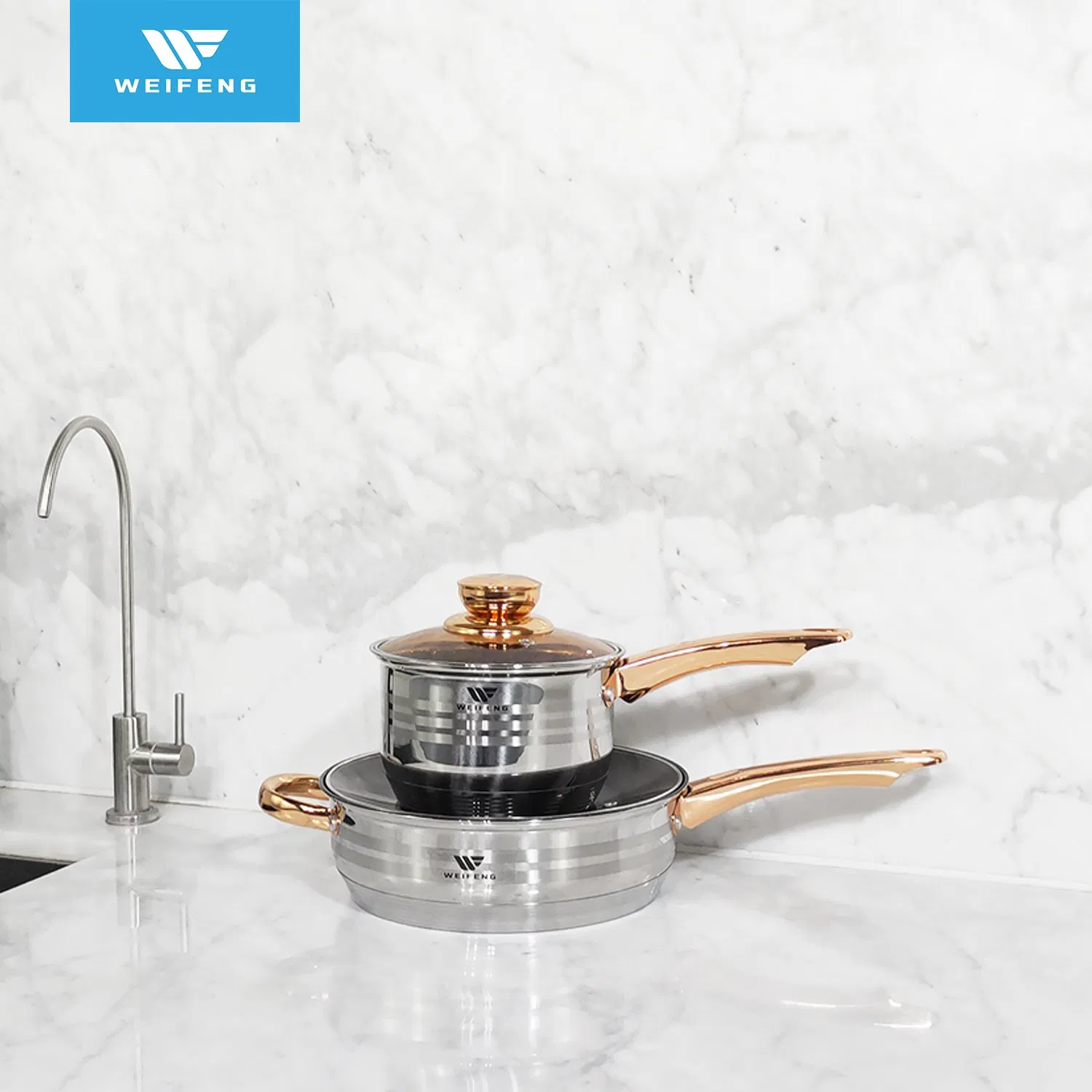 Classic Looks, Professional Performance Stainless Steel Cookware with Brown Glass Lid