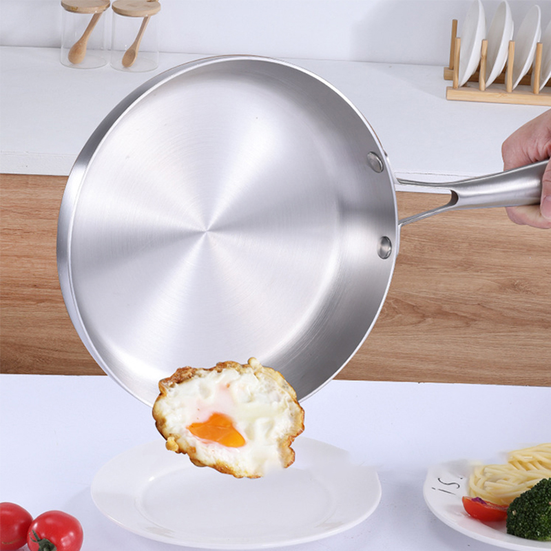 304 Stainless Steel Thickened 3-Plynon-Stick Frying Pan