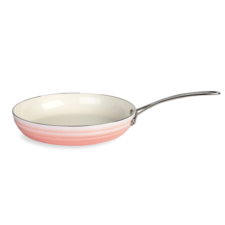 Wholesale Gradient Pink Non-Stick Aluminum Cooking Pots and Pans with Stainless Steel Handle