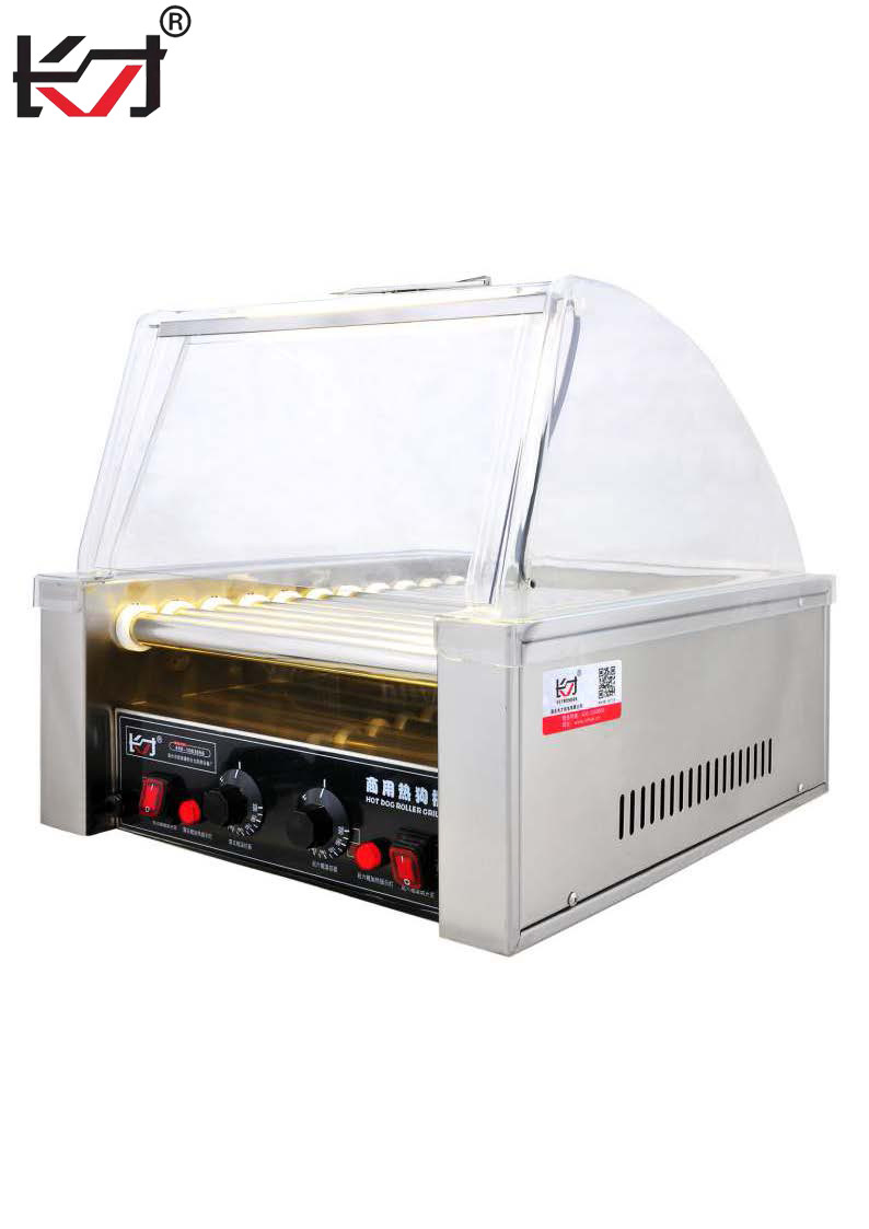 Commercial Hot Dog Rolling Grill Machine Electric Machine with Cover Commercial Grade High Performance Stainless Steel Multifunction Hot Dog Grill