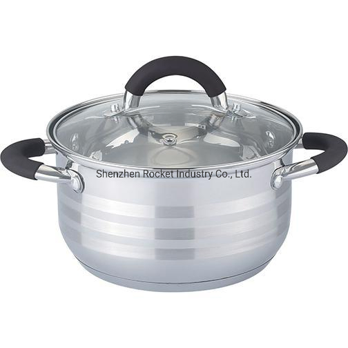 Silicone Handles Induction Stainless Steel Cooking Pot Soup Pot Casserole Cookware