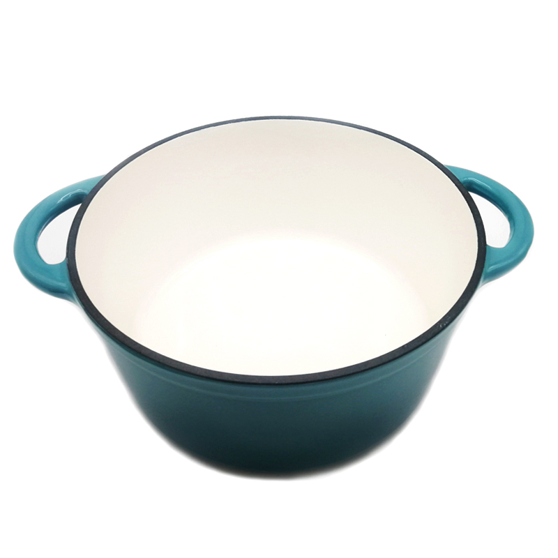 6qt Blue Color Cast Iron Dutch Oven Casserole Pot Stainless Steel Knob