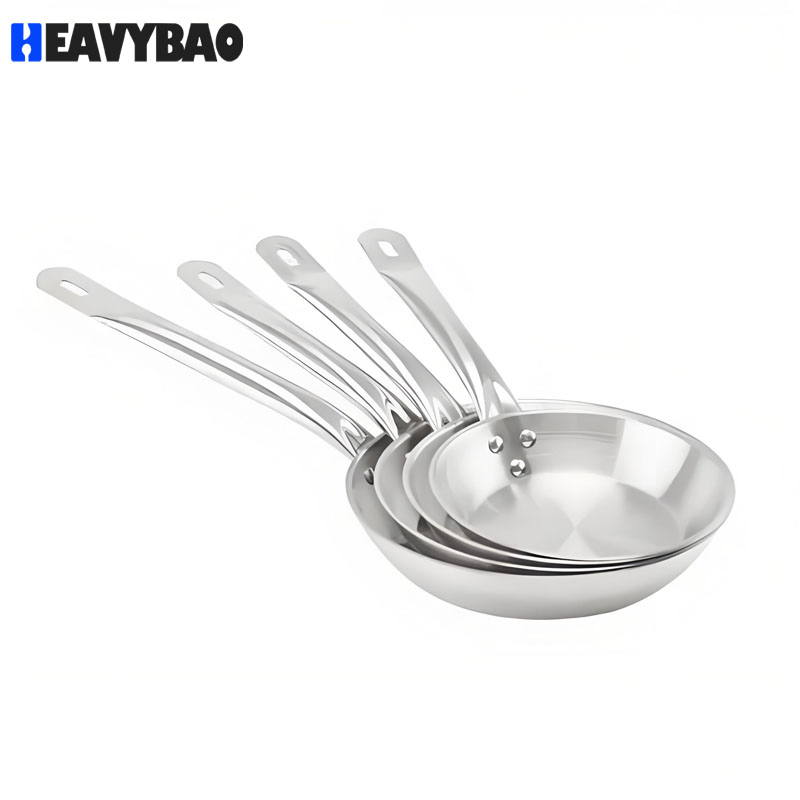 Heavybao High Quality Stainless Steel Aluminium Cookware Fry Pan for Restaurant
