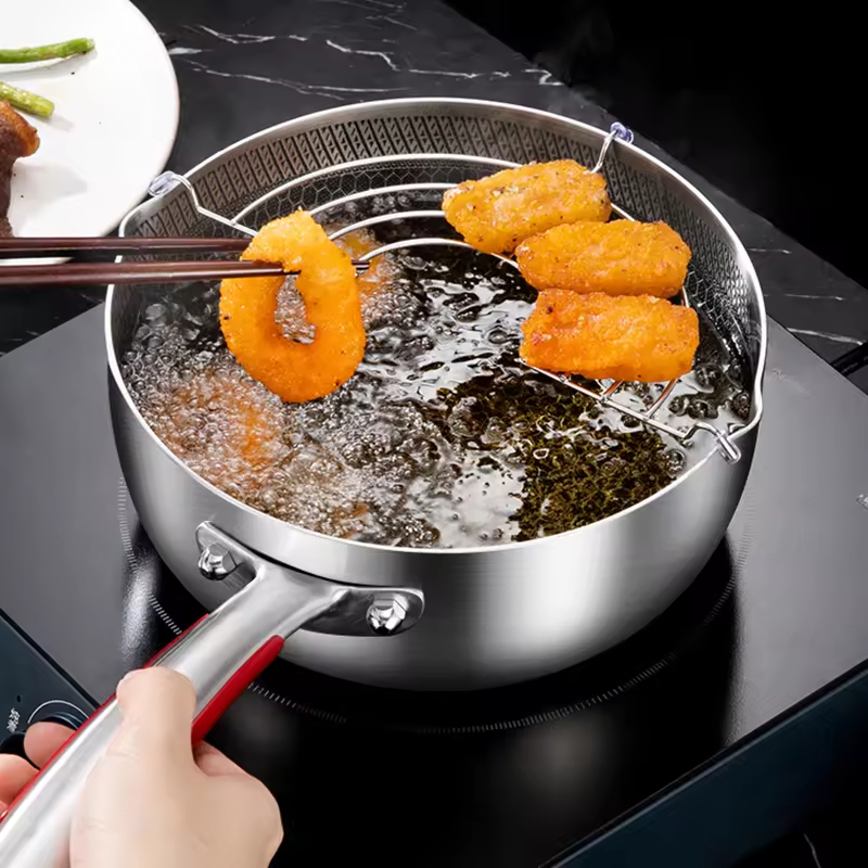 Customized 316 Stainless Steel Multifunctional Wok Pan Non-Stick Snow Pan and Honeycomb Fryer Modern Design Milk Pan Cookware
