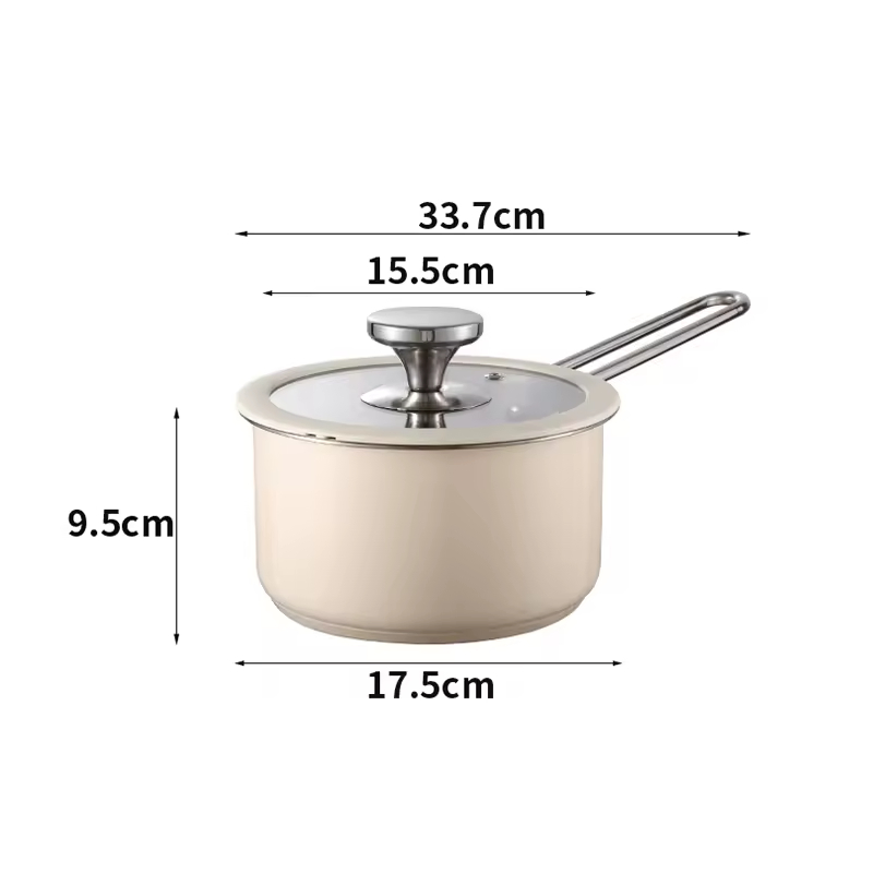 Korea Style 16cm Household Kitchen Induction&Gas Ceramic Coating Metal Cook Soup Pot Cookware Stainless Steel Sauce Pan
