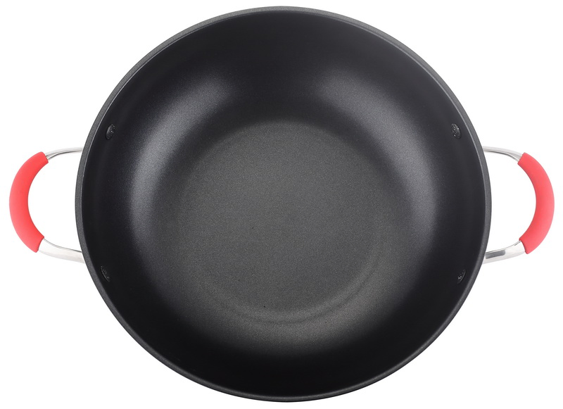 Premium Big Capacity Non-Stick Stainless Steel Wok with Heat-Resistant Silicone Handle