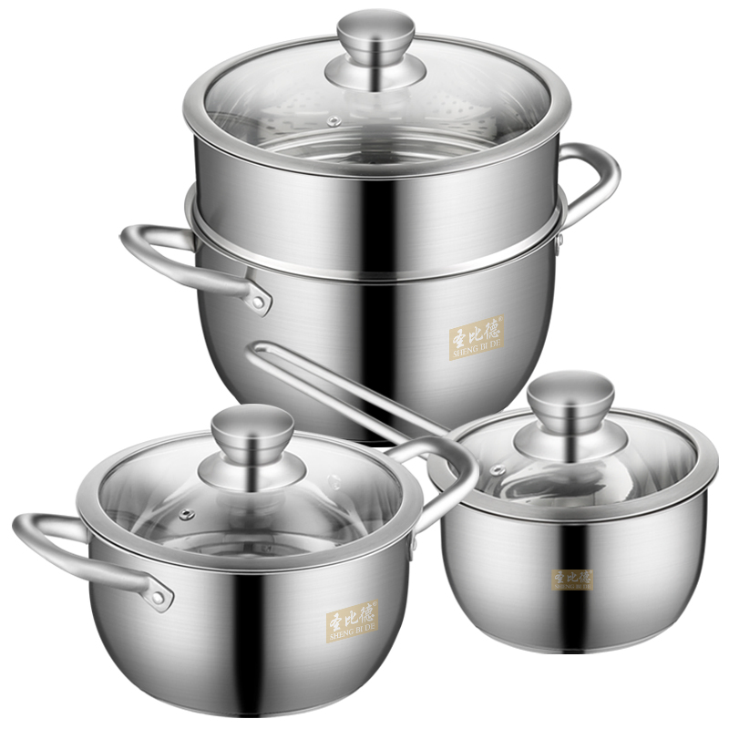 Price Discount, Easy to Clean Stainless Steel Universal Stove Soup Steamer Set, 304 Stainless Steel Cookware Set
