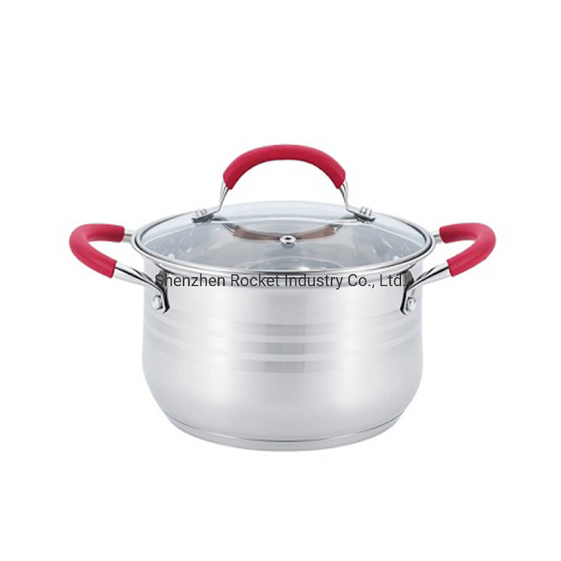 Silicone Handles Induction Stainless Steel Cooking Pot Soup Pot Casserole Cookware