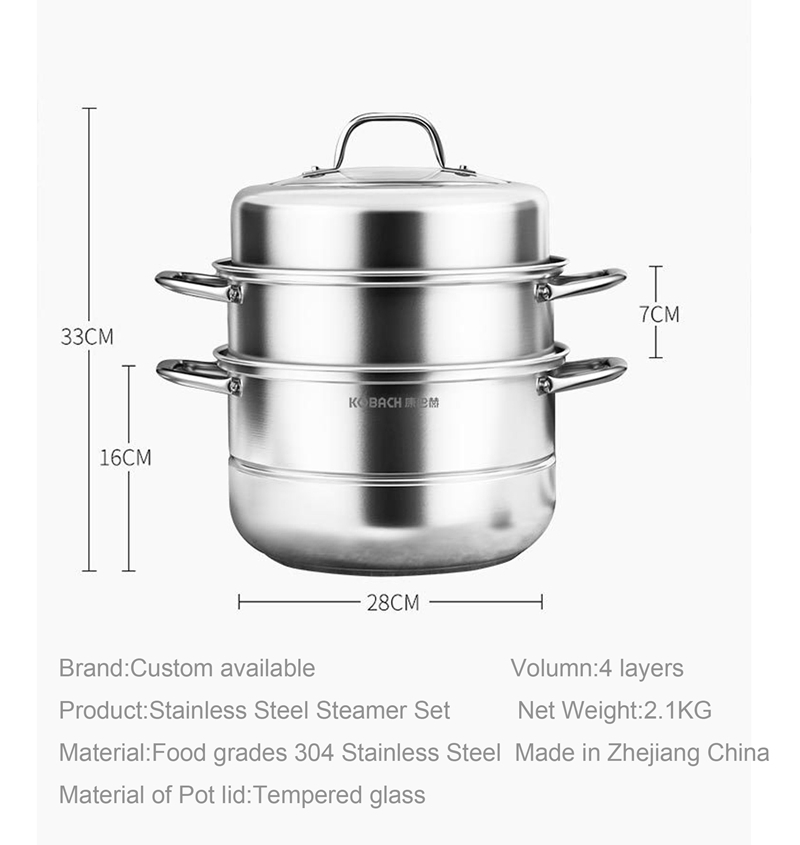 Cookware Set Food Grade 304 Stainless Steel Steamer