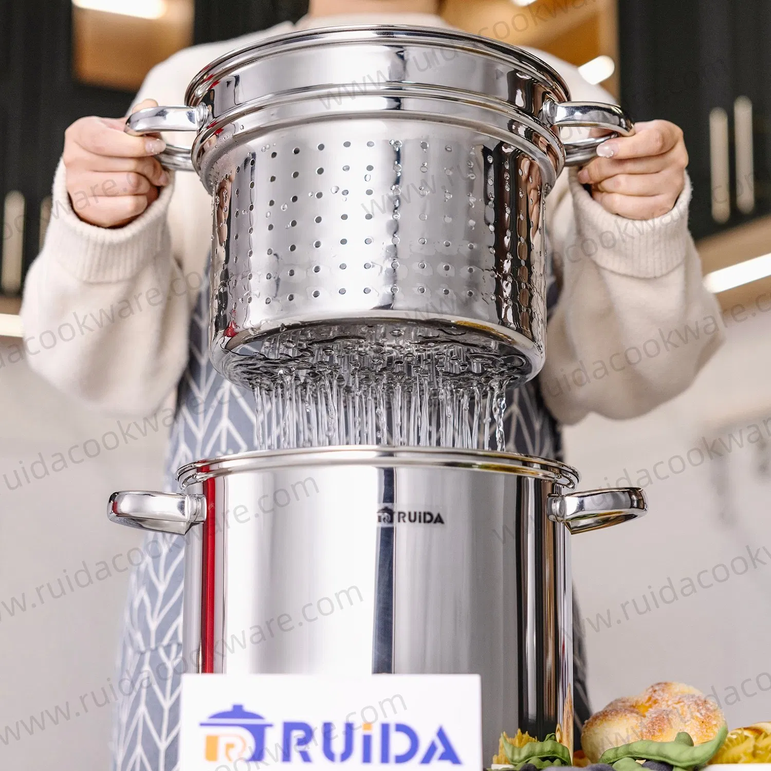 Good Quality Kitchenware Stockpot with Stainless Steel Colander Basket