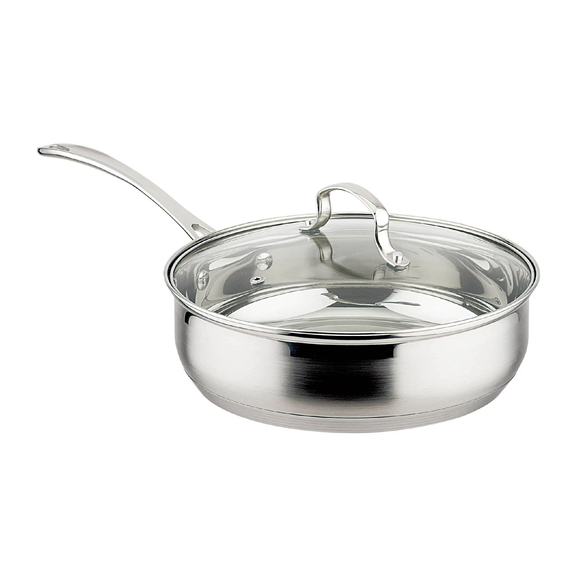 Factory Customized Various Sizes Non Stick Cooking Pan Gas Stainless Steel Frying Pan with Glass Lid
