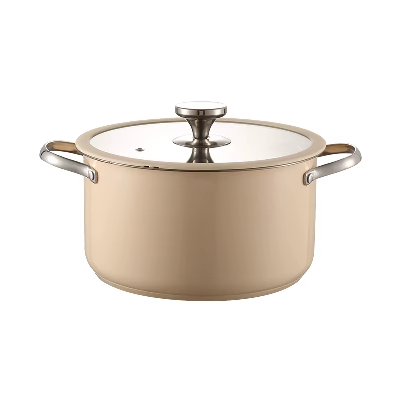 Korean Stainless Steel Colored Paint Kitchen Cook 3 Ply Bottom Cookware Sets with Glass Lid Large Big Soup Milk Pots