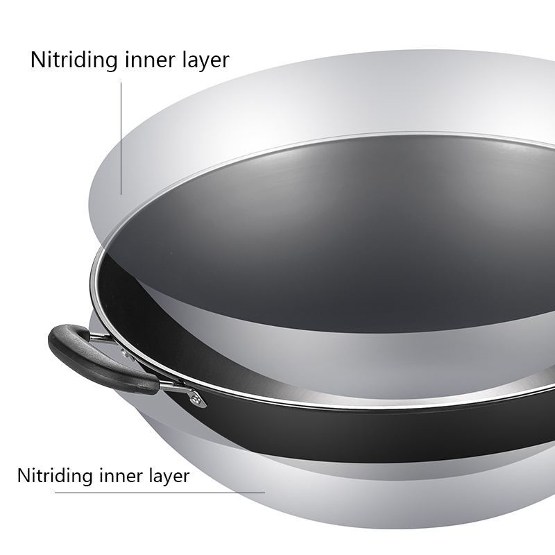 Stainless Steel Nitriding Anti-Rust Non Stick Braised Refined and Double Handle Wok