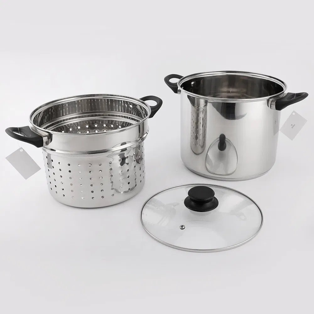 Bakelite Handle 3PCS Stainless Steel Cookware Set with Steamer