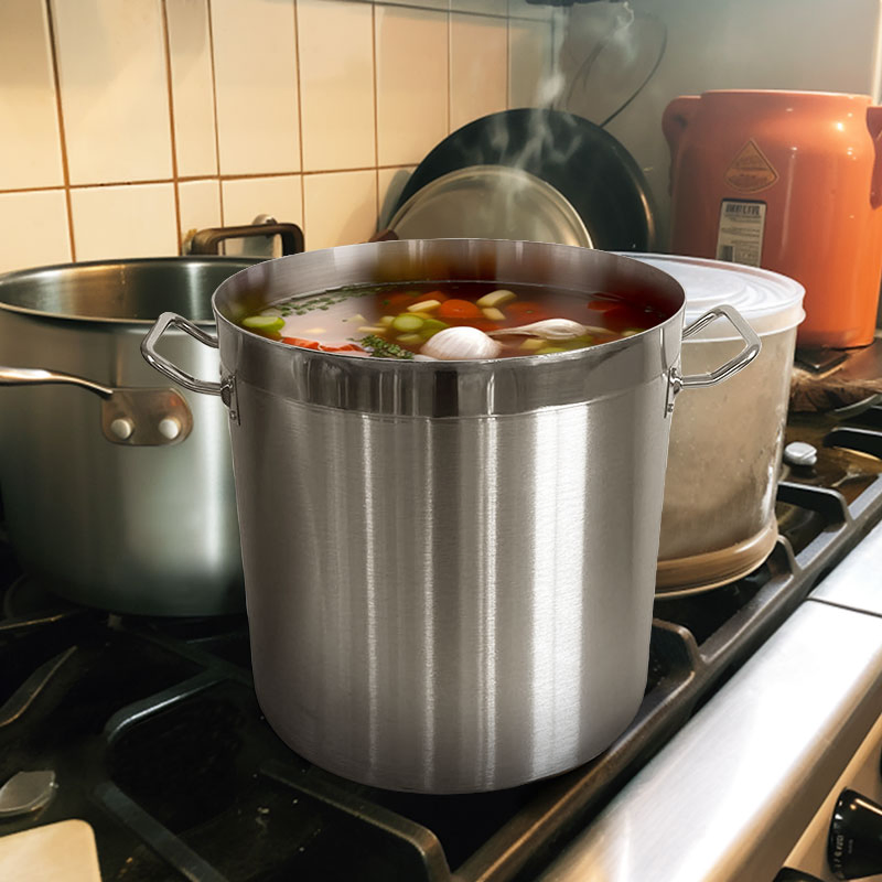 Daosheng Customize High Quality Silver Stainless Steel Double Handle Noodle Soup Cooking Pot Hot Pot Stock Pot