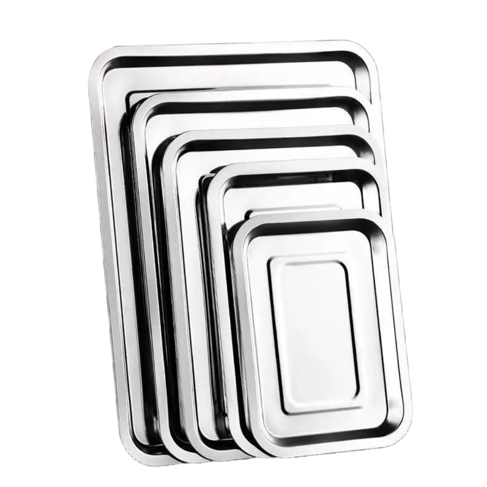 Stainless Steel Rectangular Flat-Bottom Baking Pan - Suitable for Roasting Baking