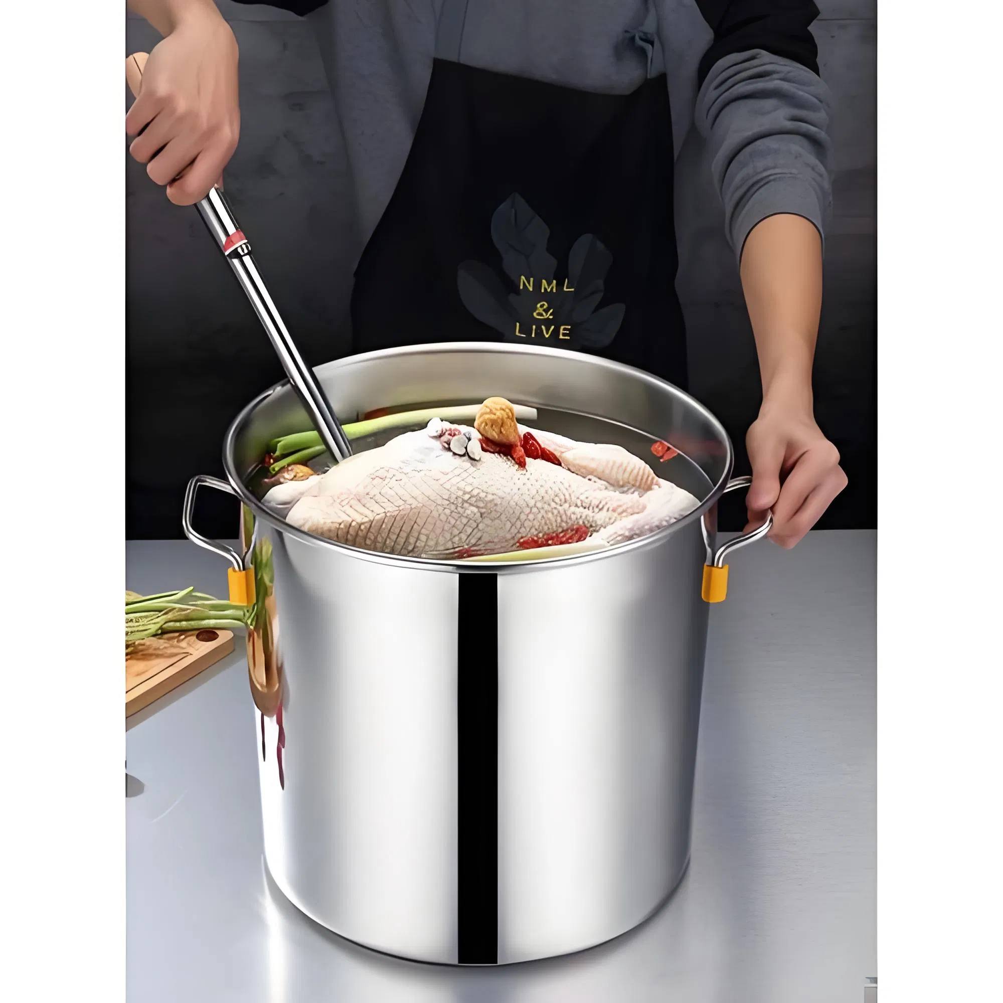Heavy-Duty Versatile Durable Multi-Use Stainless Steel Stock Pot for Boiling and Stewing Foods