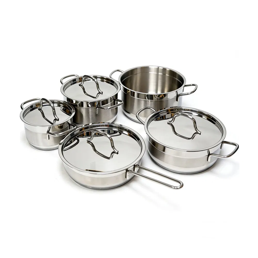 Kitchen Heavy Duty Cook Pans Stainless Steel Cookware Set Modern Cooking Pot Set