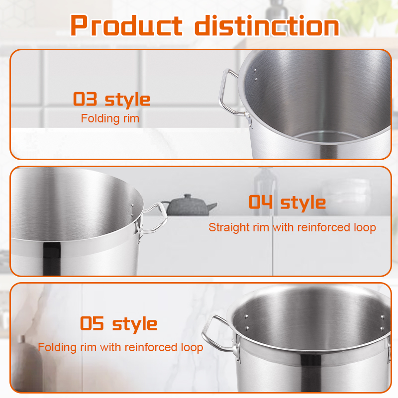 Daosheng Hotsale Cheap Price Commercial Kitchen Heavy Duty 18/10 Stainless Steel Cookware Stock Cooking Pot Soup Stock Pot