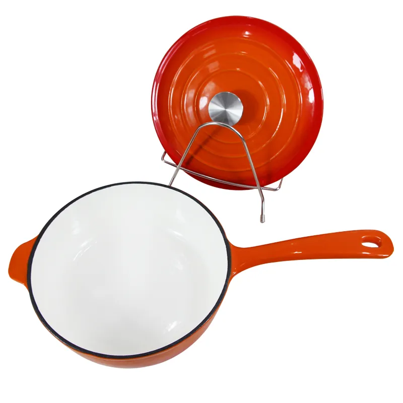 Orange Cast Iron Enamel Saucepan