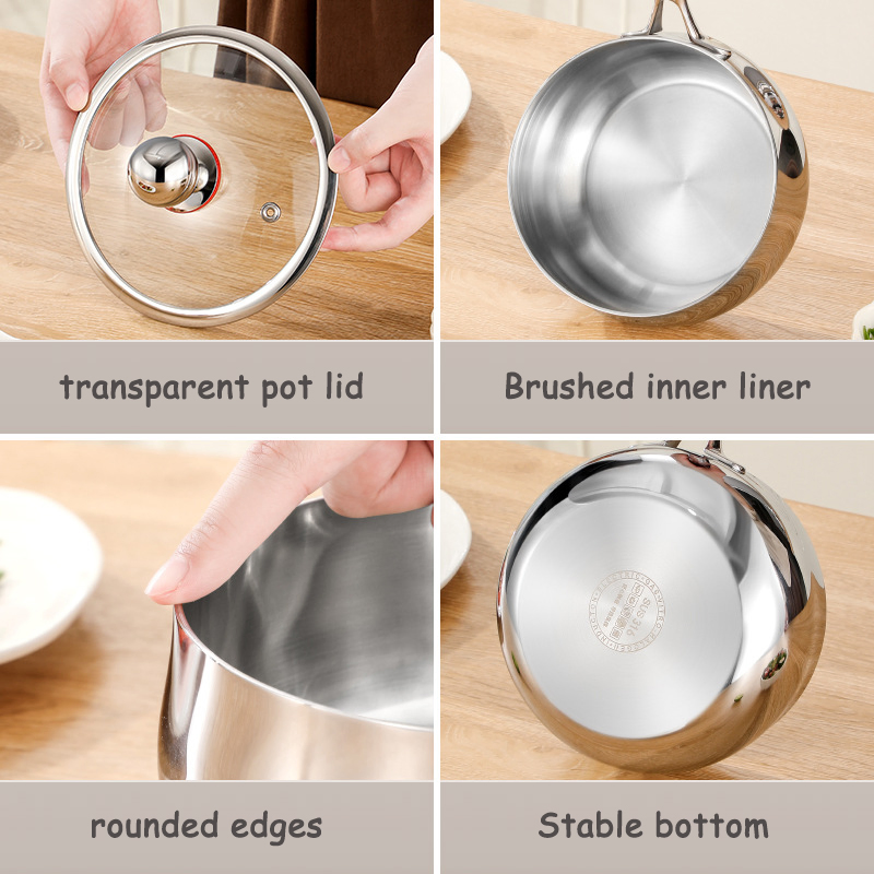 Food Grade 3 Layer Steel Snow Pan Milk Pot Soup Pot Steamer for Home Cooking Baby Food