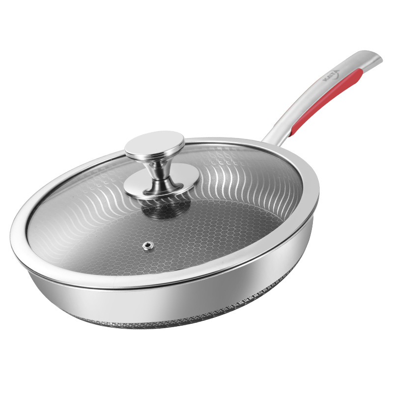 Non-Dtick Flat Bottomed Steak Pancake 316 Stainless Steel Frying Pan