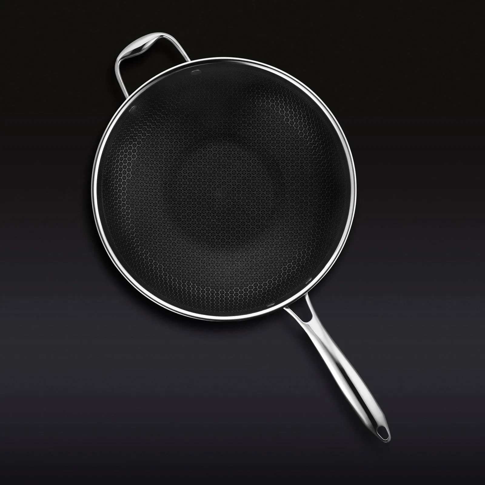 Hybrid Stainless Steel Wok 12 Inch Stay Cool Handle Dishwasher Safe Pan