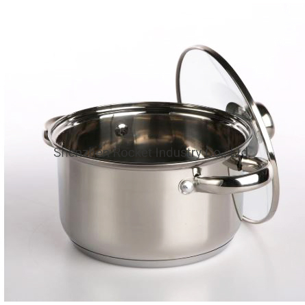Glass Lid Induction Bottom Stainless Steel Casserole Cooking Pot Cookware