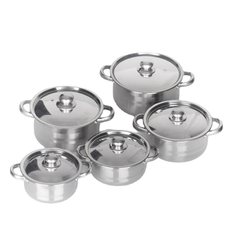 Factory Stainless Steel Cooking Pot Set Induction Bottom Casserole Saucepan with Golden Handles for Gas Stove for Home Use Premium Kitchen Cookware Set