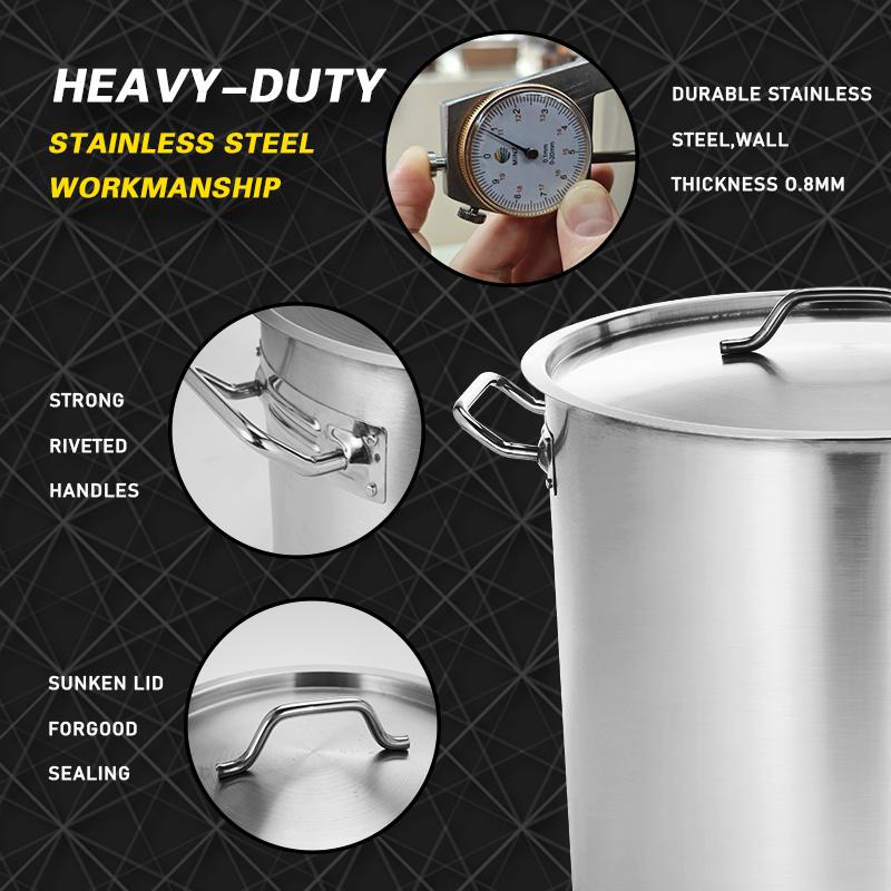 DaoSheng 03 Style Stainless Steel Kitchen Equipment Steamer Induction Stock Pot with Sandwich Bottom