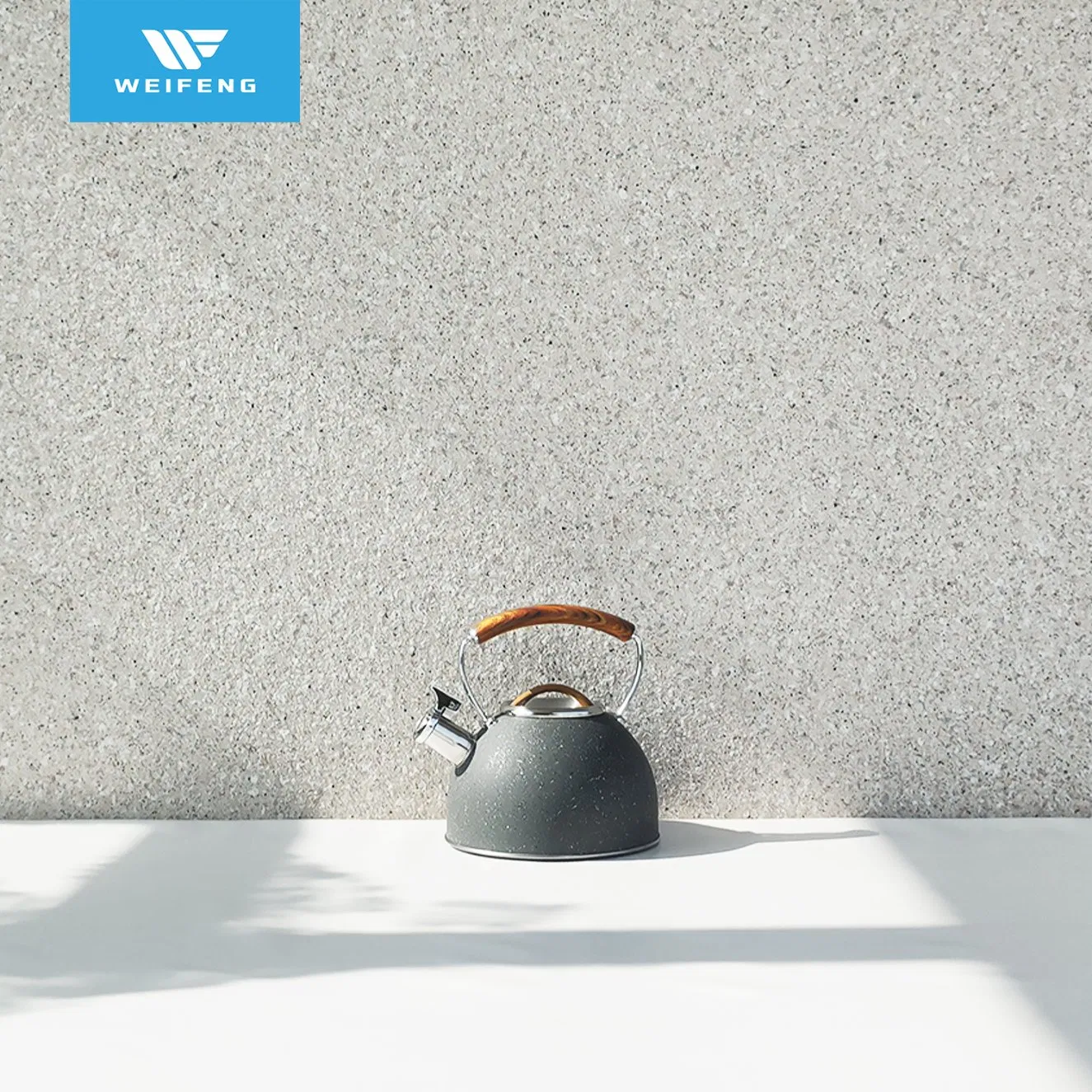 3.0L Grey Color Whtie Dots Stainless Steel Whistling Kettle with Wood Handle, Cookware