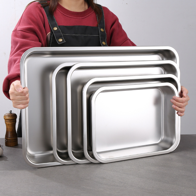 Stainless Steel Steam Pans &amp; Baking Sheets: Rectangular and Square Flat Bottom Pans for Commercial Cooking, Buffet, and Roasting Fish