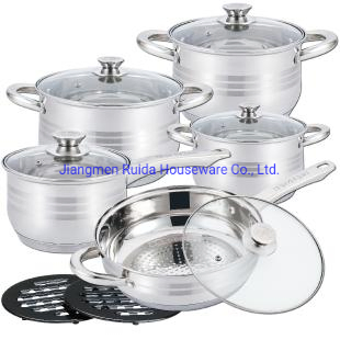 Induction Capsule Bottom Cooking Pot 12PCS Stainless Steel Cookware Kitchenware Set