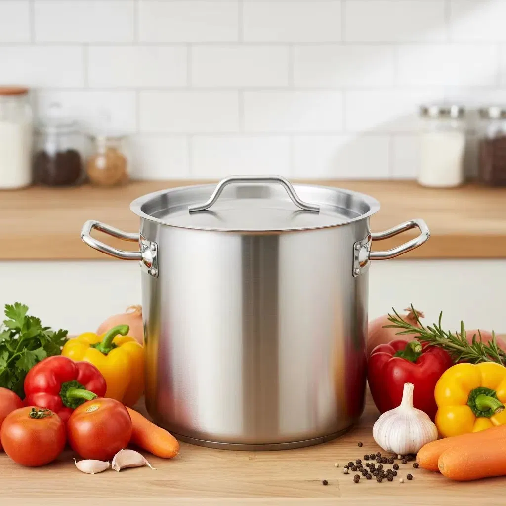 Hot Sale Heavy-Duty Stainless Steel Stock Pot with Lid Popular Cookware Equipment