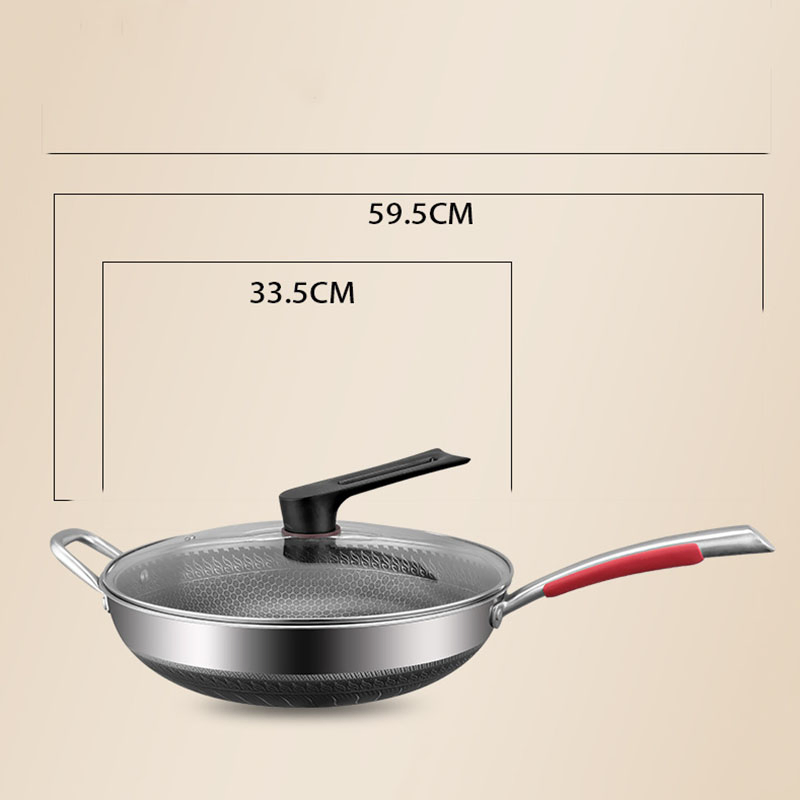 316 Stainless Steel Wok Slightly Oily Smoke Double-Sided Honeycomb Non-Stick Frying Cookware