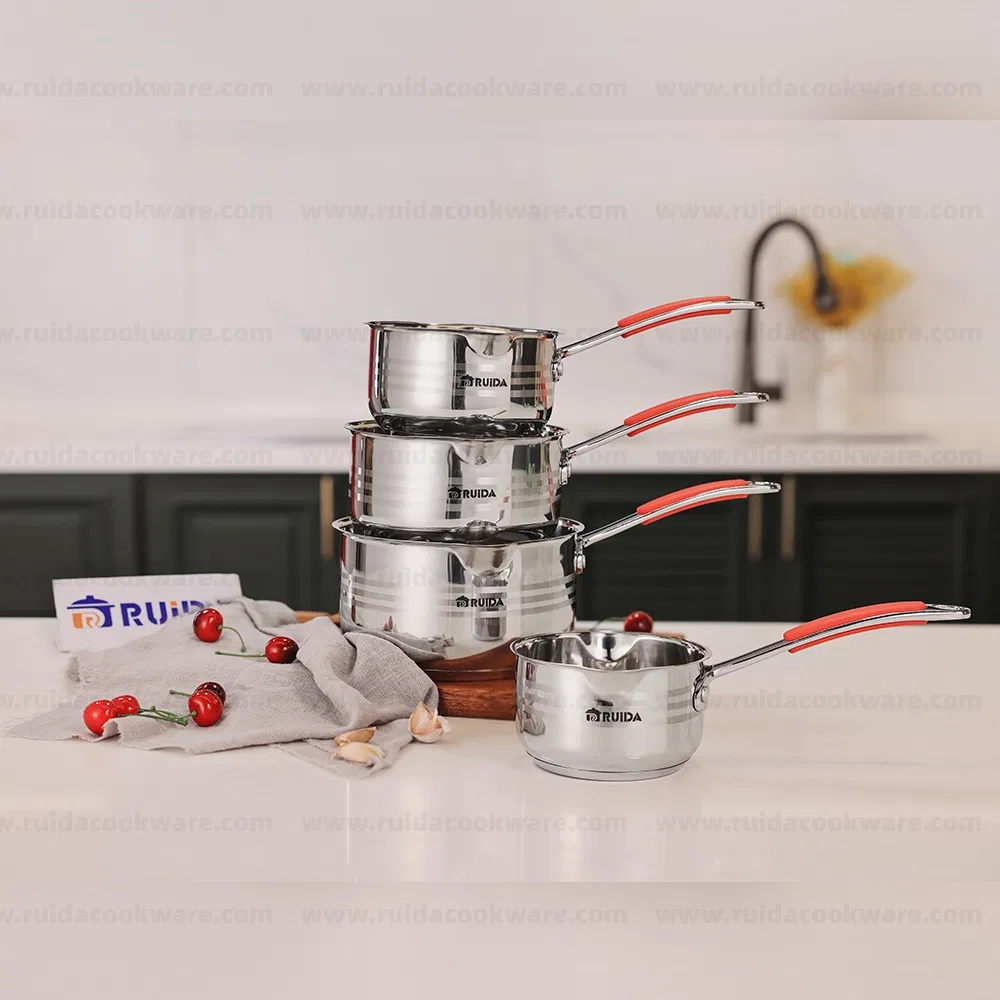 4PCS Stainless Steel Sauce Pan 4 Capacity with Strong Handle
