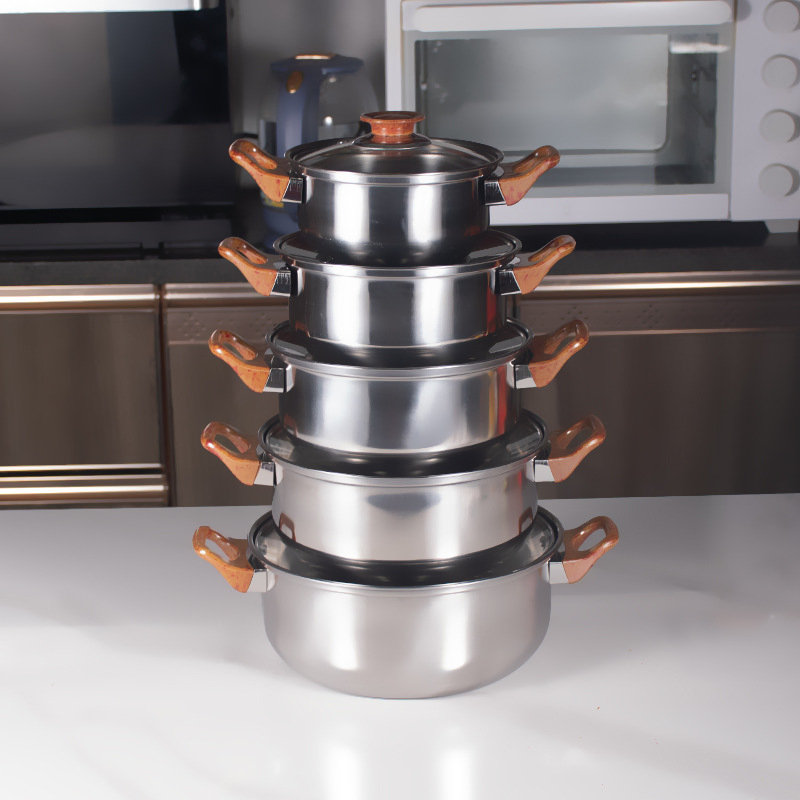 Stainless Steel Cookware Set 10 Piece Induction Cookware Kitchen Cooking Set Fry Pans Pots and Pans Kitchen Essentials