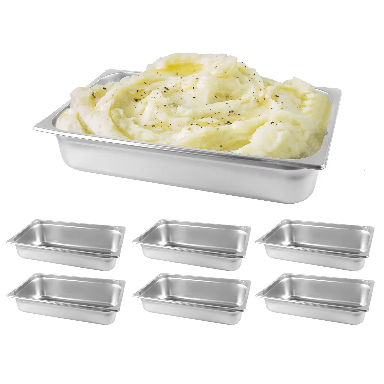 Gastronomy Standard Shallow Cover Steel Gastronorm Food Containers Pan Service Buffet 304 Stainless Steel Gn Pans Set