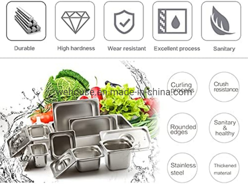 Euro Kitchenware Hotel 1/9 Gastronorm Food Tray Gn Pans Stainless Steel BBQ Food Container Buffet Sheet Set Hotel Pan Baking Pans