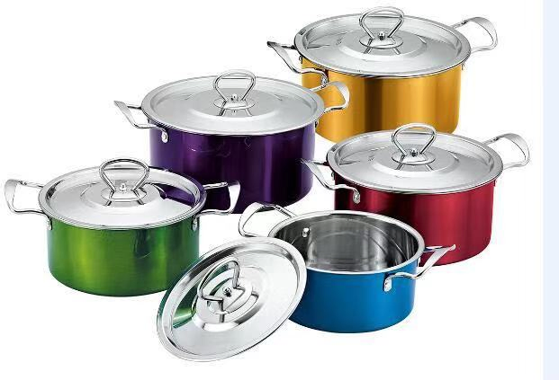 Manufacturer's European American Stainless Steel 5-Piece 6-Piece Soup Pot Milk Pot Frying Pan Set Wholesale Mutual