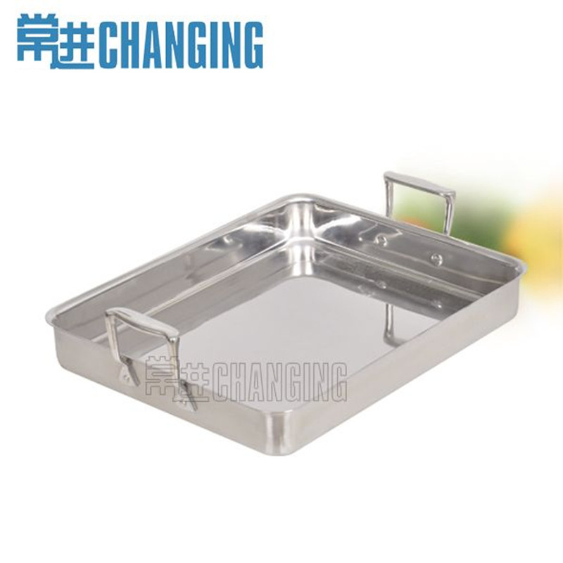 Heavy Duty Roasting Pan with Rack Stainless Steel Square Serving Tray with Ears Turkey Roaster Container