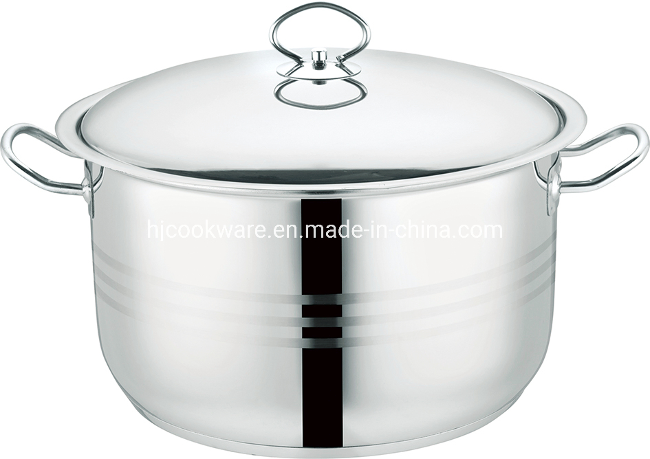 22cm Stainless Steel Wide Edge Stock Pot with Metal Lid